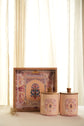Shahi Aangan Combo Set Of Tray With 2 Jars - Peach
