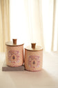 Shahi Aangan Combo Set Of Tray With 2 Jars - Peach