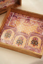 Shahi Aangan Combo Set Of 2 Serving Trays - Peach