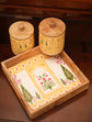 Rajwada Combo Of Serving Tray & Jars - Yellow