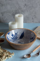 Pomegranate Wooden Serving Bowls - Blue