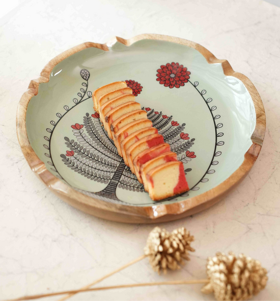 A Tree Of Hope Round Platter - Grey Green