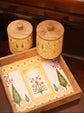 Rajwada Combo Of Serving Tray & Jars - Yellow