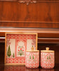 A Rajwada Combo Of Serving Tray & 2 Jars - Pink