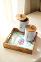Shahi Aangan Combo Of Serving Tray & 2 Jars - Powder Blue