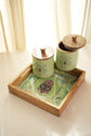 Shahi Aangan Combo Of Serving Tray & 2 Jars - Green