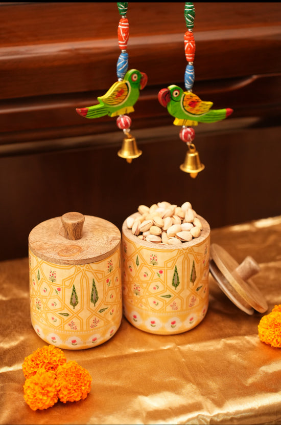 Rajwada Set Of 2 Air Tight Jars - Yellow