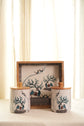 Tribal Deer Blue Combo Set Of Tray With 2 Jars