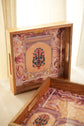 Shahi Aangan Combo Set Of 2 Serving Trays - Peach