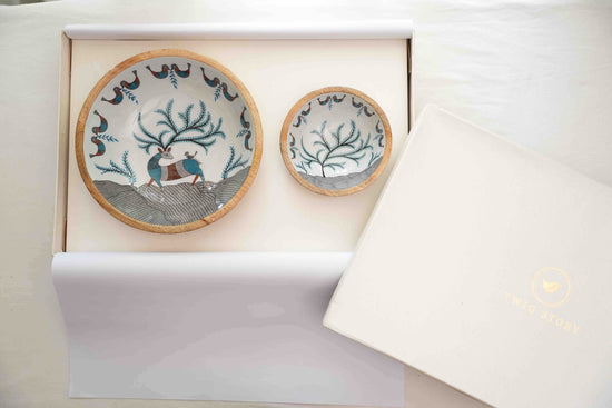 A Tribal Deer Chip N Dip Set - Blue
