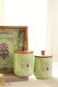 Shahi Aangan Combo Of Serving Tray & 2 Jars - Green