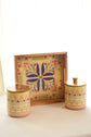 Gulnaar Combo Of Serving Tray & 2 Jars - Pista Green