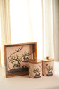 Tribal Deer Combo Set Of Tray With 2 Jars