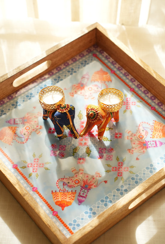 An Design Elephant Tray - Blue