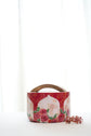 Floral Window Bowl Jar - Maroon