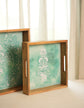 Nakkashi Set Of 2 Serving Trays - Mint