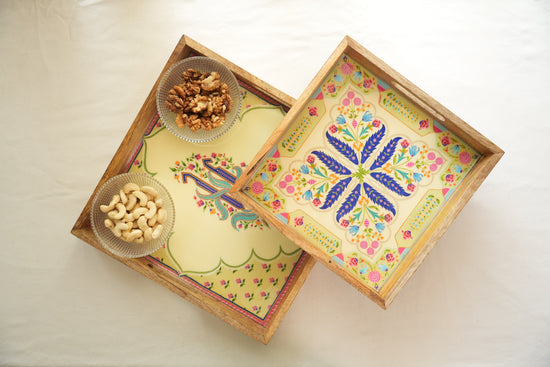 A Gulnaar Pista Green Combo Of 2 Serving Trays