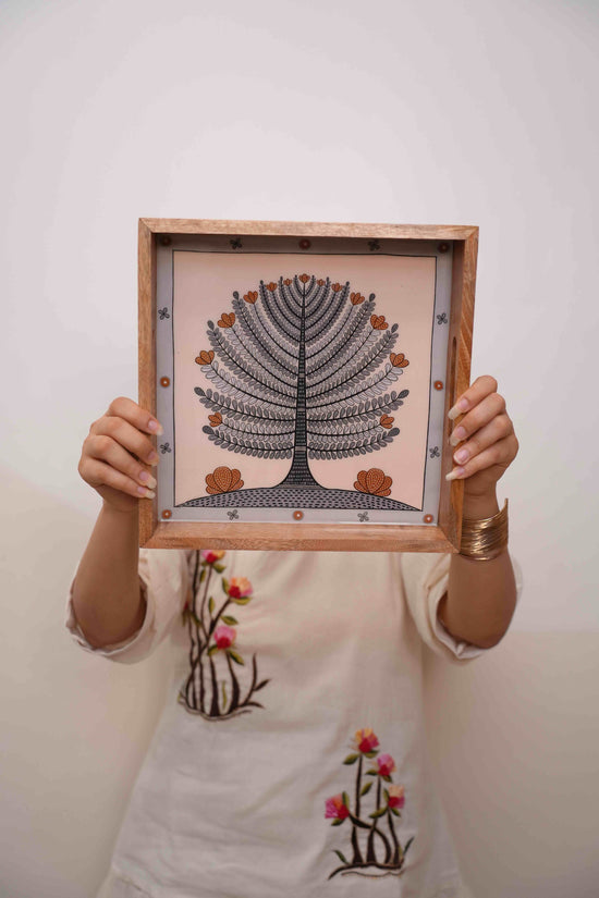 A Tree Of Hope Diwali Tray - Ivory Red
