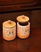 A Rajwada Combo Of Serving Tray & Air Tight Jars - Orange