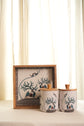 Tribal Deer Blue Combo Set Of Tray With 2 Jars