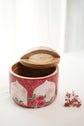 Floral Window Bowl Jar - Maroon