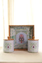 Shahi Aangan Combo Of Serving Tray & 2 Jars - Powder Blue