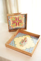 A Gulnaar Set Of 2 Combo Trays - Blue