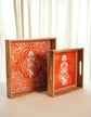 Nakkashi Combo Of 2 Serving Tray - Orange