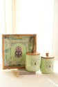 Shahi Aangan Combo Of Serving Tray & 2 Jars - Green