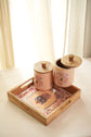 Shahi Aangan Combo Set Of Tray With 2 Jars - Peach