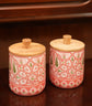 A Rajwada Combo Of Serving Tray & 2 Jars - Pink