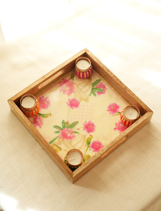 Diwali Tray - Mint Yellow