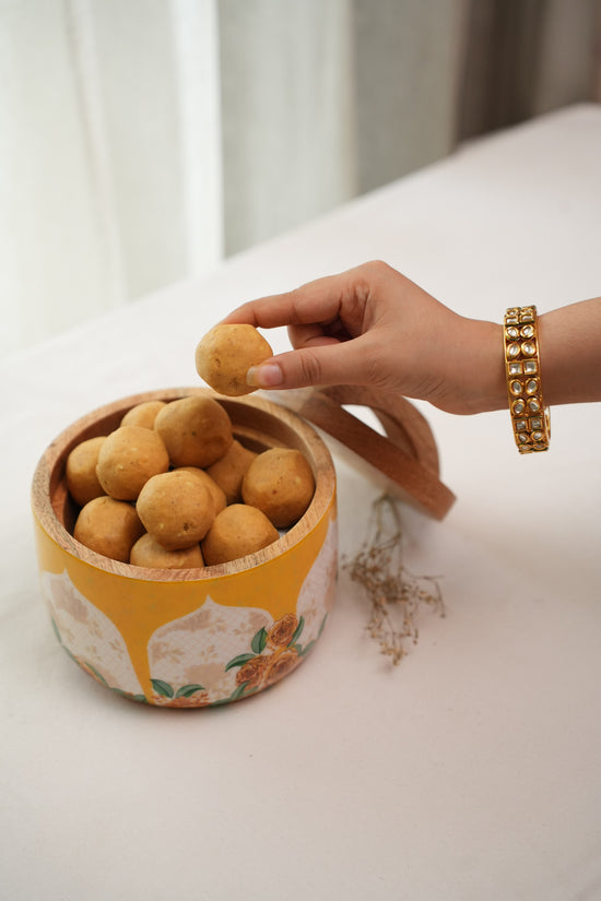 Floral Window Bowl Jar - Golden