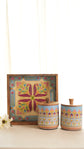 Gulnaar Combo Set Of Tray With 2 Jars - Baby Blue