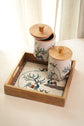 Tribal Deer Blue Combo Set Of Tray With 2 Jars