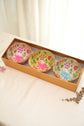 Floral Garden Set of 3 Nut Bowls ( BLUE PINK GREEN )