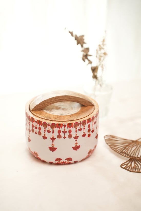 Mandala Bowl Jar : Orange Maroon