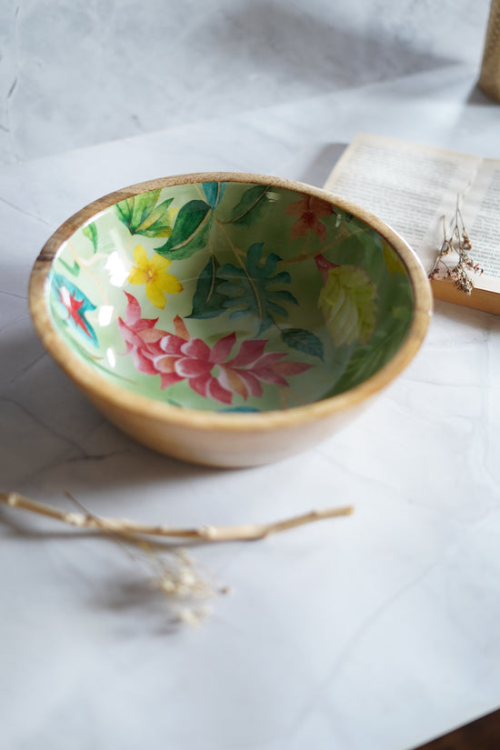 Tropical Colours Wooden Serving Bowls - Green