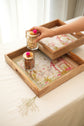 Combo Set of 2 Trays : Lotus Garden Grey Green