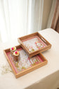 Combo Set of 2 Trays : Lotus Garden Grey Red