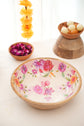 Garden of Flowers Wooden Serving Bowl : Peach