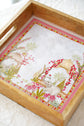 Lotus Garden Grey Red Serving Tray