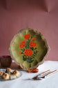 Genda Phool Buta Small Platter Plate- Green