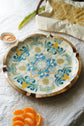 Boho Collection Round Platter - Yellow Blue