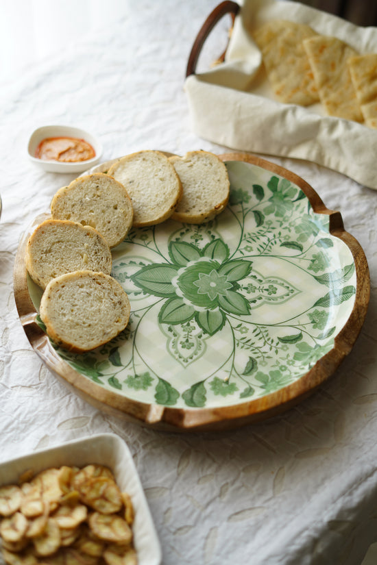 Rangeen Rangoli Round Platter - Green