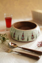 Floral Buta Wooden Bowls - Red