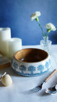 Palm World Wooden Bowl- Light Blue