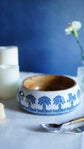 Palm World Wooden Bowl- Dark Blue