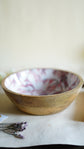 Mor Mahal Wooden Serving Bowl - Pink Blue