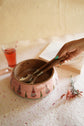 Floral Buta Wooden Bowls - Pink